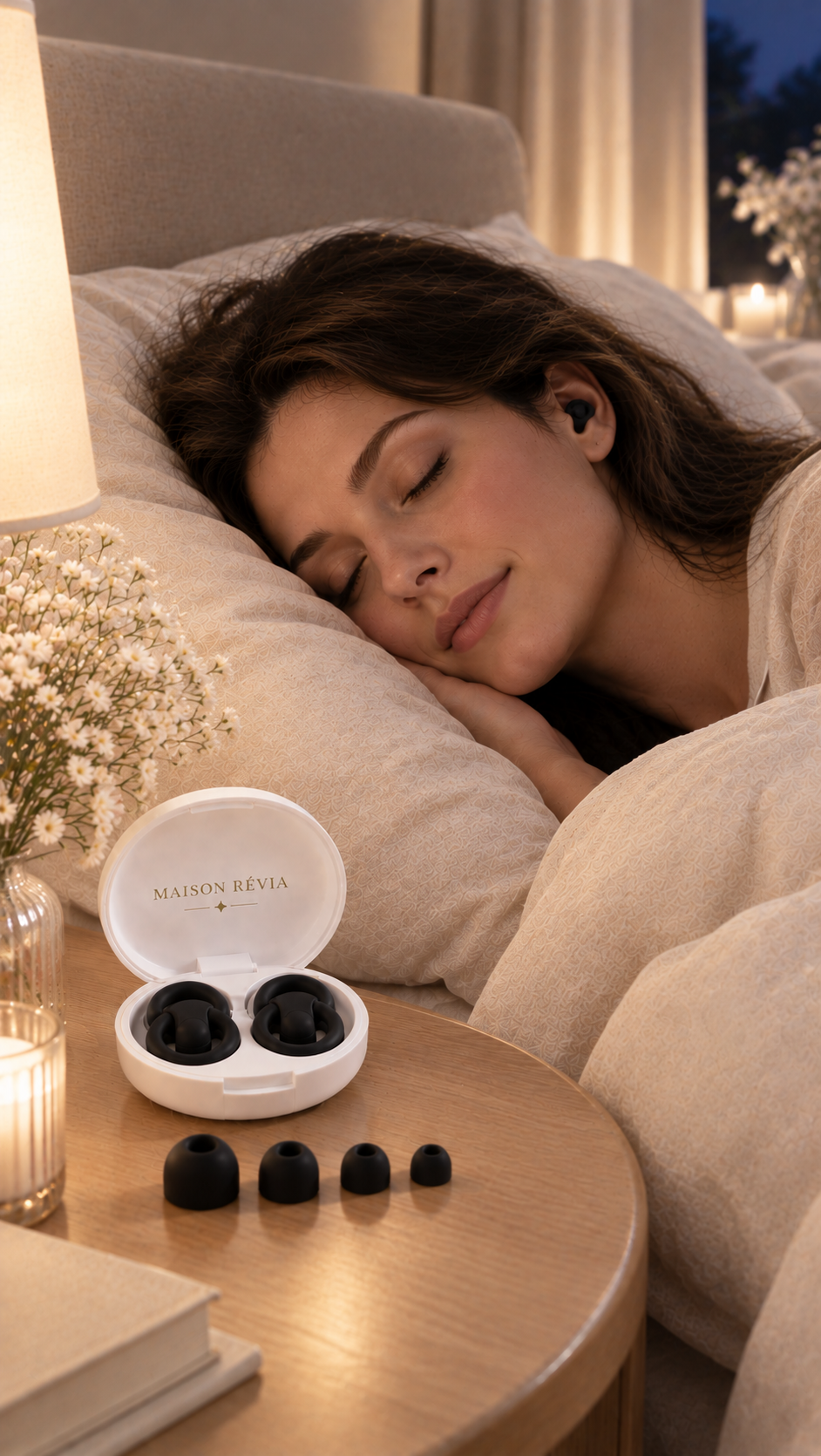 Bouchons d’oreilles ergonomiques Maison Révia avec étui et embouts interchangeables